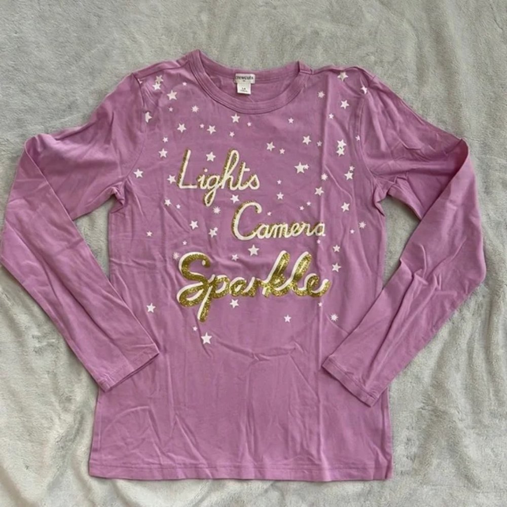 J Crew Crewcuts Girl’s Light, Camera, Sparkle long sleeves T-size 14 (BNWT)